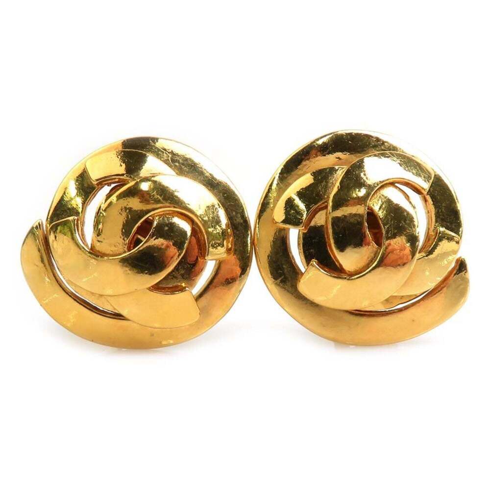 CHANEL Gold Logo Earrings - Picture 1 of 8